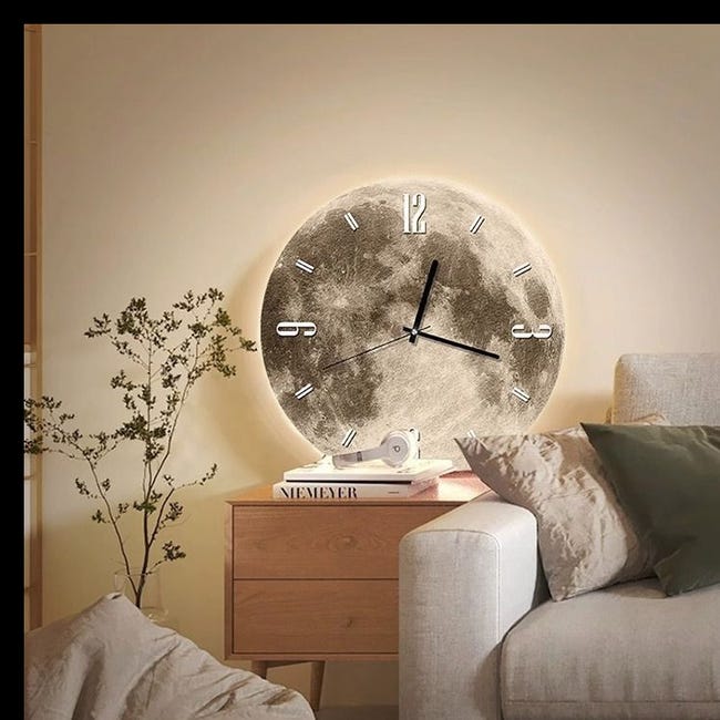 Applique Murale Horloge Haut De Gamme, Lampe Décorative Élégante Pour Salon, Lumière D'Ambiance Led De 40 Cm De Diamètre + Câble Usb De 2 Mètres.