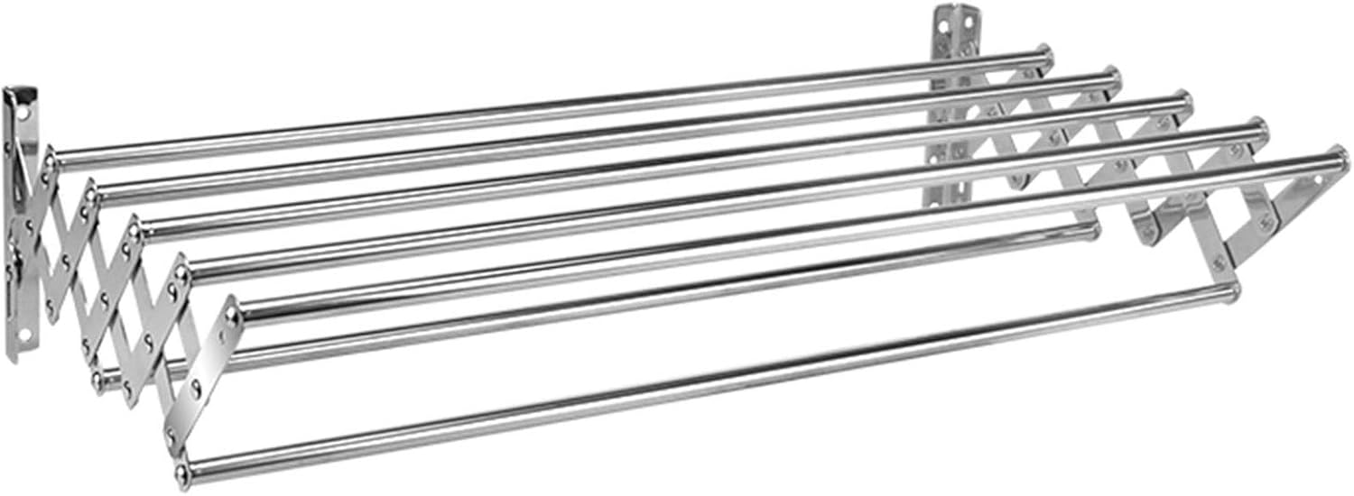 Étendoir Vêtements Mural Ux Séchés Accordéon Extensible En 5 Barres 60cm