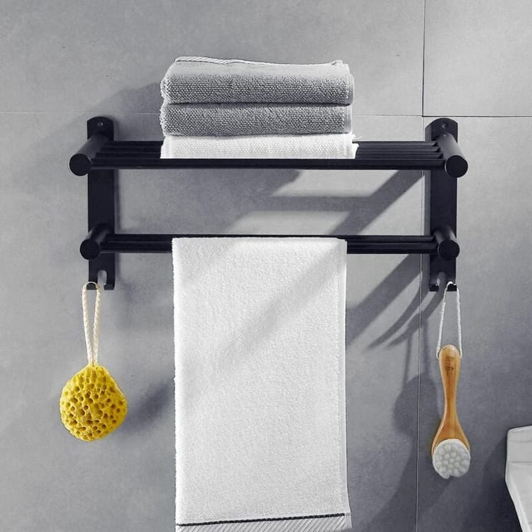 Towel Rack, Bathroom Towel Rack, Mural Towel Strip, 43 X 22 X 20 Cm, Stainless Steel Black (sku Product: 94940053 Sku Quotation: Lehuamwj531)