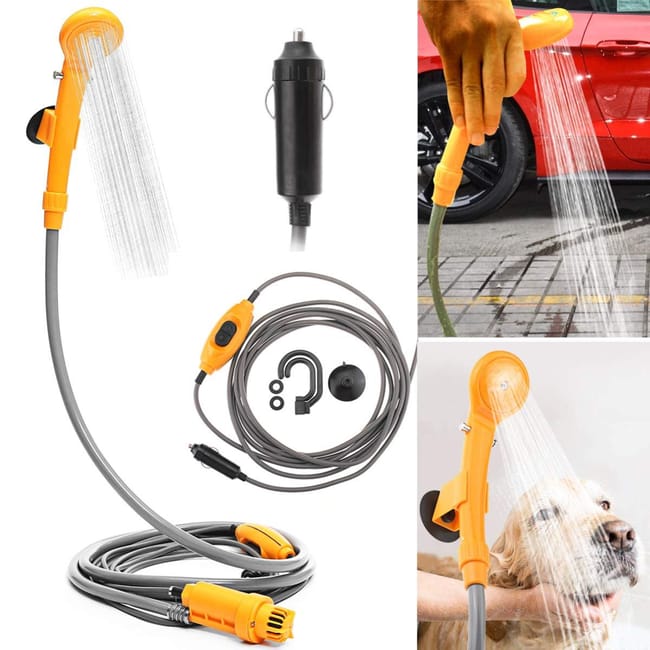 Douche De Camping Portable 12v Avec Pompe Immergée Douche De Voyage Randonnée Voiture