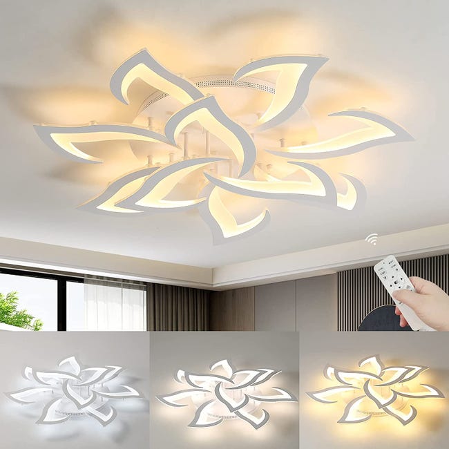 Plafonnier Salon Moderne,lampe De Salon Avec Télécommande,design Pétale Et Plafonnier Led Original,convient Pour La Décoration De Salon