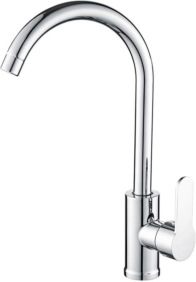 Robinet Cuisine Bec Haut Pivotant À 360°, Elégant Mitigeur Evier Cuisine, Robinet D'Évier Mousseur Démontable À Eau Chaude Et Froide