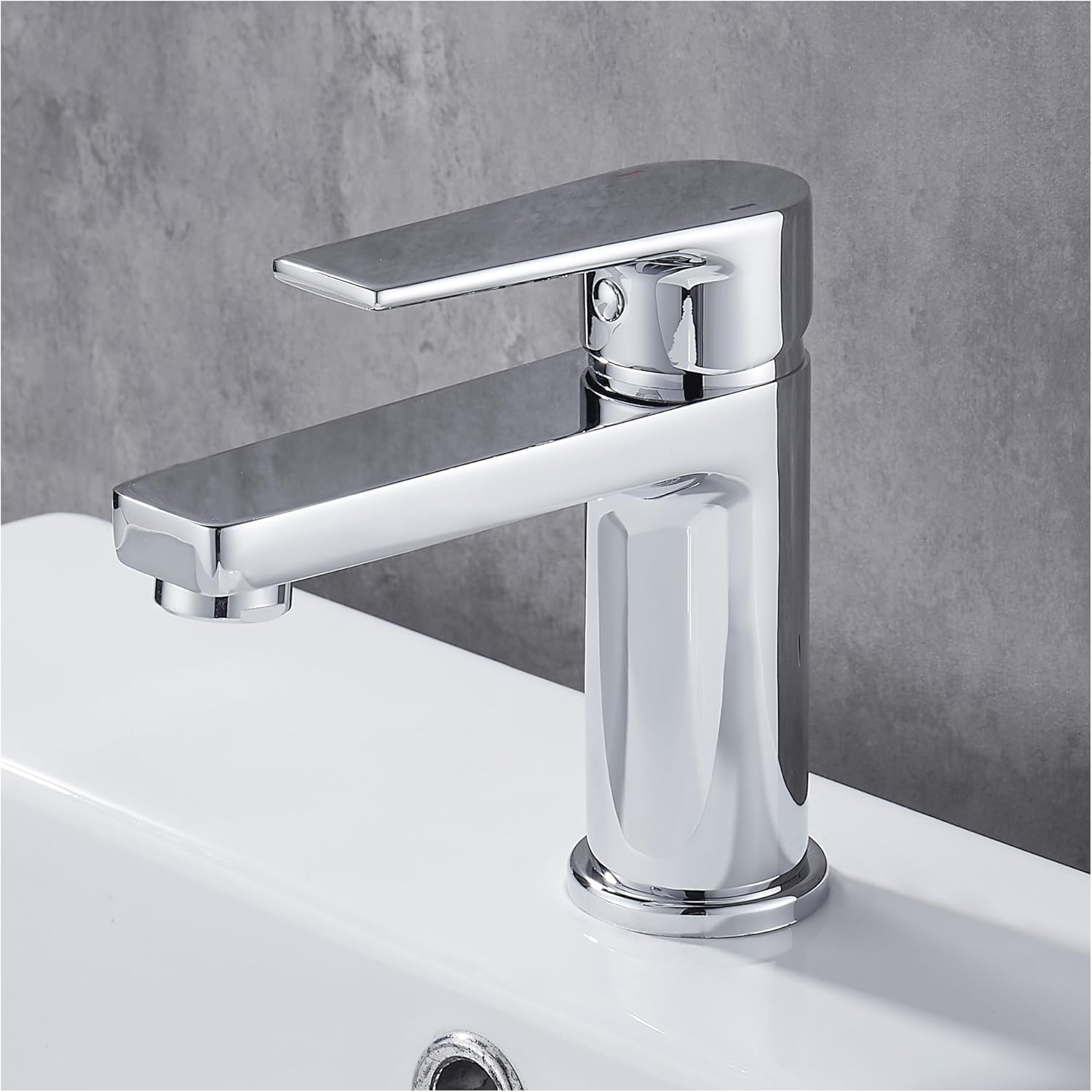 Mitigeur Lavabo Robinet De Salle De Bains Avec Poignée Carrée En Laiton Mélangeur De Lavabo Froid Pas De Tuyau D'Arrivée D'Eau