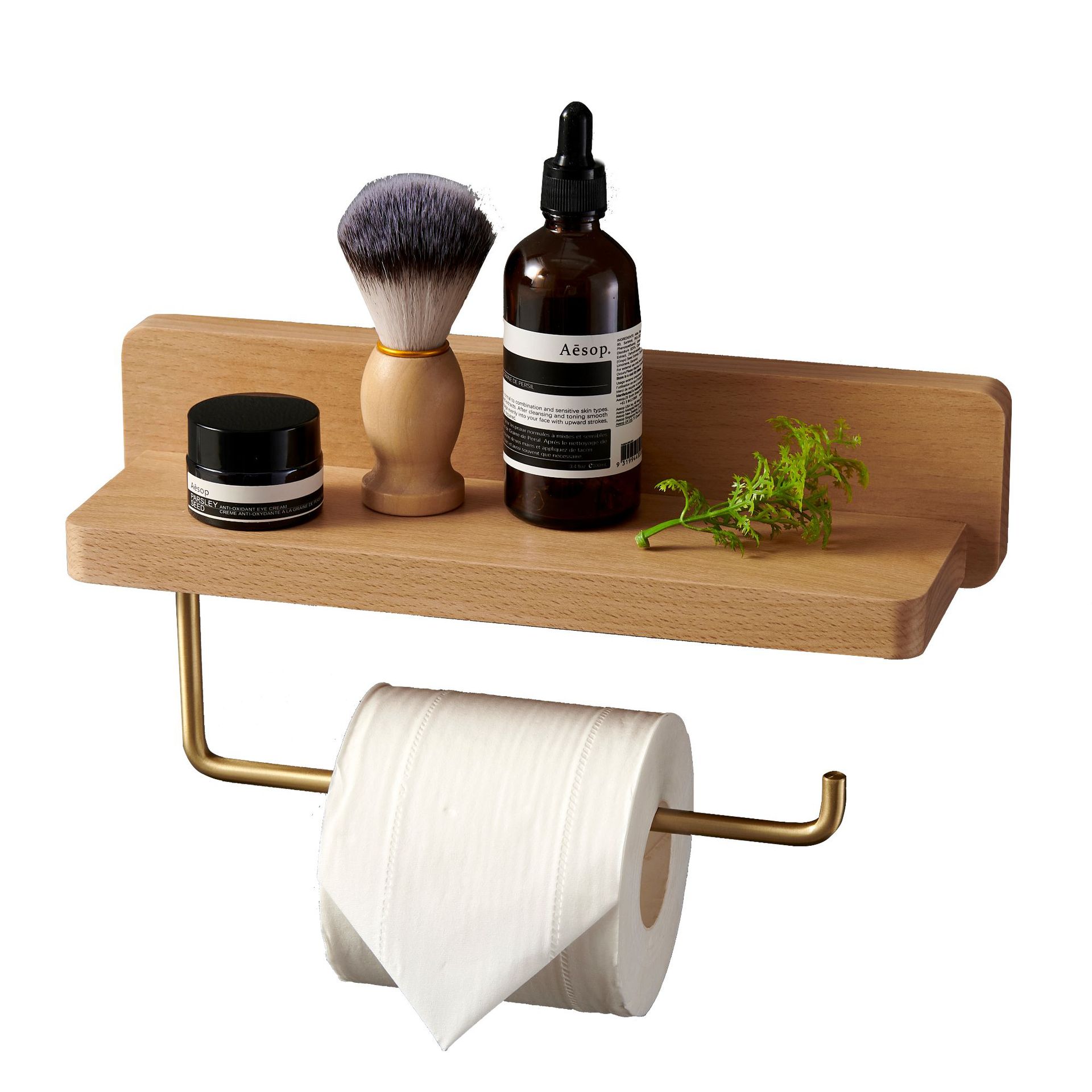 Porte-papier Toilette,devidoir Porte Papier Toilette Double Installation Bois Massif Hêtre Dérouleur Support Papier Wc Mural Auto-adhésif Coins Arrondis Porte Rouleau De Papier Décor Pour La Salle De