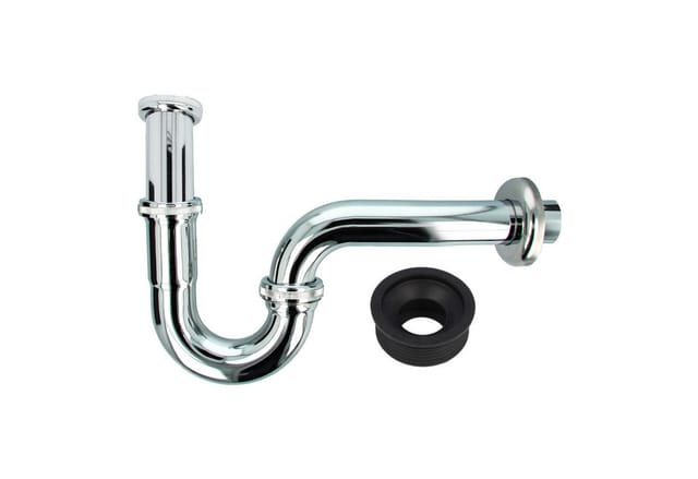 Tecuro - edelstahl Röhrengeruchsverschluss Siphon für Waschbecken - chrom, mit Siphon-Gummimanschette 40 x 32 mm