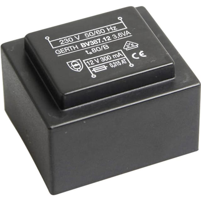 PTG382402 Printtransformator 1 x 230 v 2 x 12 v/ac 3.60 va 150 mA - Gerth