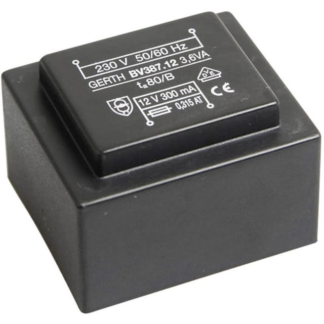 PTG381202 Printtransformator 1 x 230 v 2 x 6 v/ac 3.60 va 300 mA - Gerth