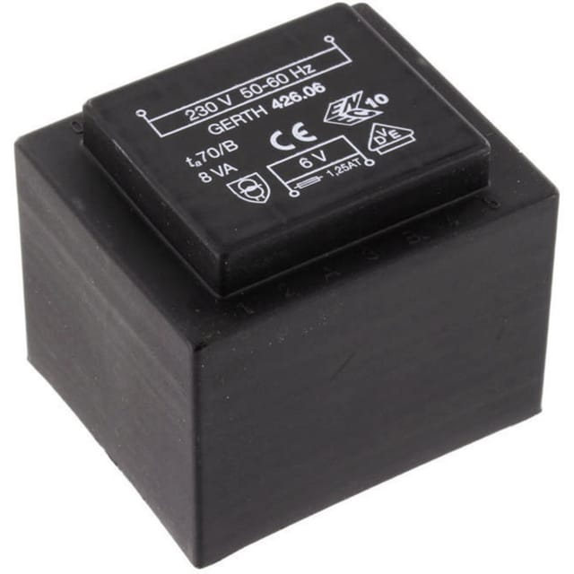 Gerth - PTF421202 Printtransformator 1 x 230 v 2 x 6 v/ac 8 va 666 mA
