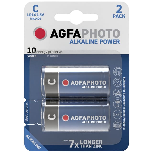 PCE - AgfaPhoto LR14 Baby (C)-Batterie Alkali-Mangan 1.5 v 2 St.