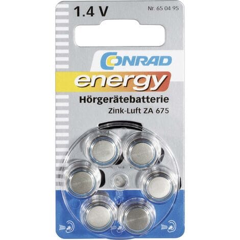 Conrad - energy Knopfzelle za 675 1.4 v 6 St. 630 mAh Zink-Luft