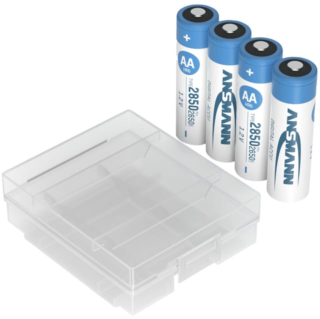 ANSMANN NiMH-Mignon-Akku 2850 mAh, 4 Stück, mit Batterienbox