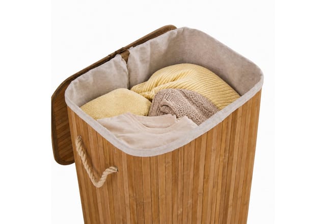 Wäschekorb / Wäschesammler Falster 72 L Bambus Braun 1 Fach Hjh Living