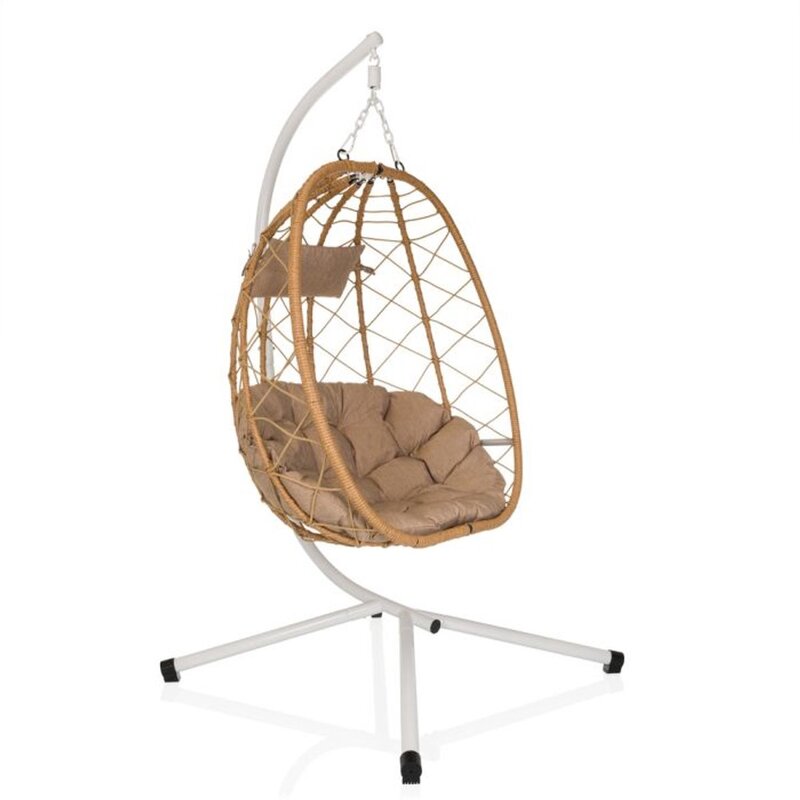 [gebraucht] B-ware Hjh Living Cocova Hängesessel Weiß/beige Mit Kissen Uv-beständig 98x114x188 Cm