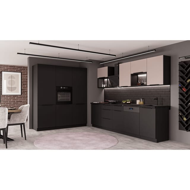 Küchen Preisbombe - Küche siena + arona loft 280 + 180 cm Küchenzeile Küchenblock Einbauküche Kaschmir beige + Schwarz matt