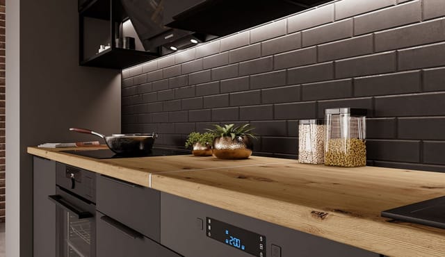 Küchen Preisbombe - Küche siena basic loft 280 cm Küchenzeile Küchenblock Einbauküche Schwarz matt