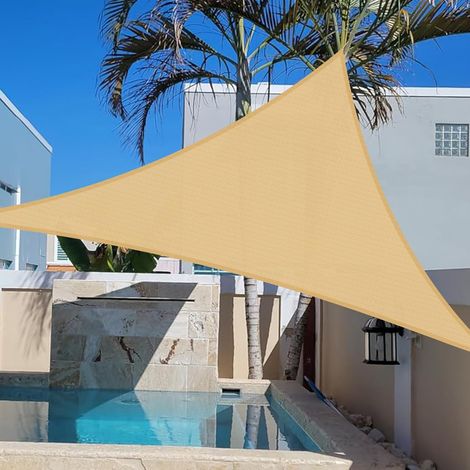 Jiajia Ai-dreieckiges Sonnensegel 5x5x7 M – Atmungsaktives Hdpe, Uv-schutz Für Terrasse & Balkon, Creme