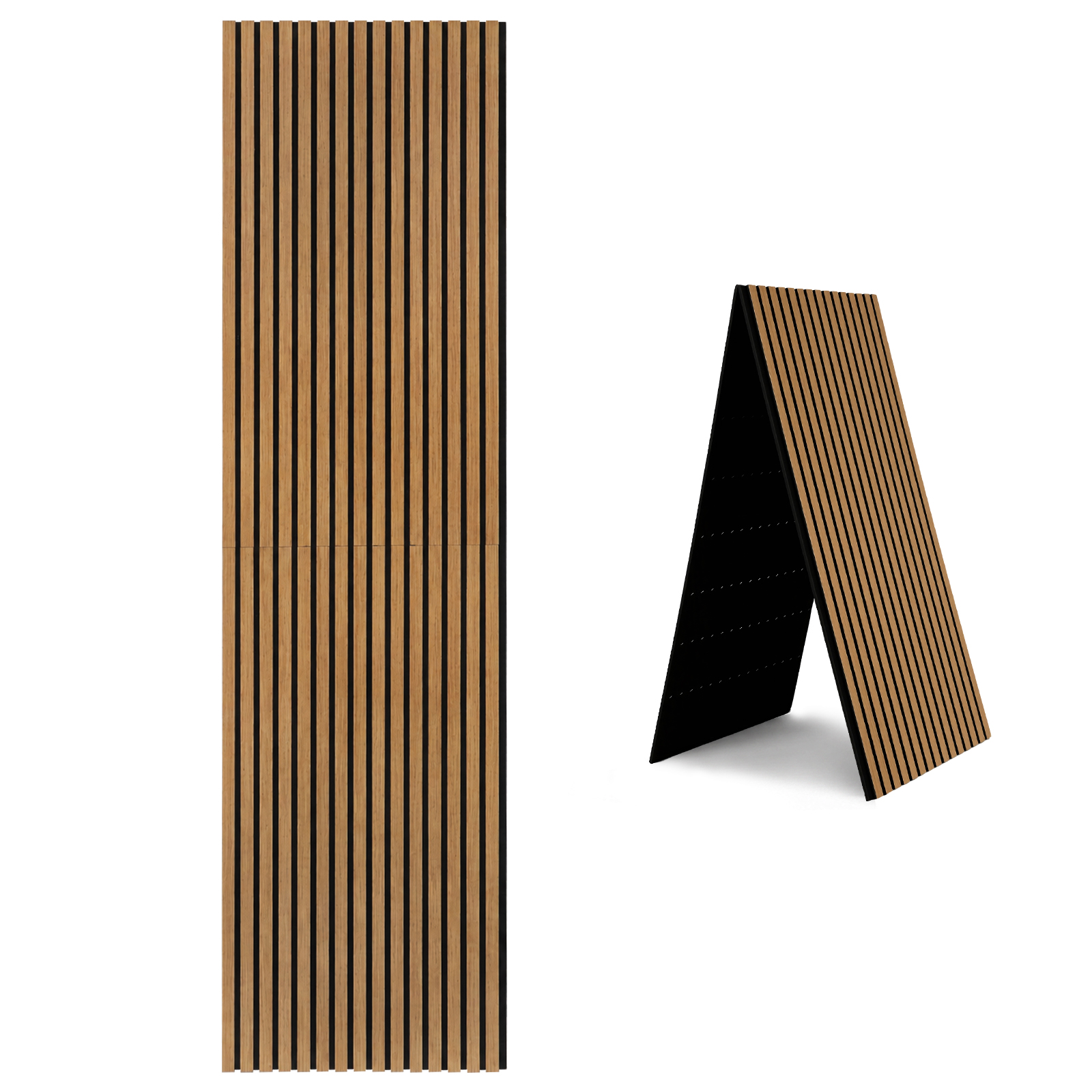 Jiubiaz Akustikpaneele Holz 240x60 Cm Faltbar, Wandpaneel Mit Holzlamellen Auf Filz, Lamellenwand Wandverkleidung, Eiche, 2 Stück