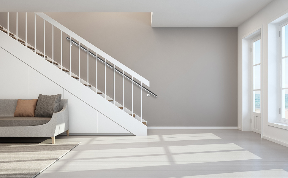 Jiubiaz Handlauf Edelstahl 120 Cm Ø42 Mm, 304 Edelstahl Treppengeländer Zur Wandmontage, Gebürstet Für Treppen Balkon Terrasse Innen Außen