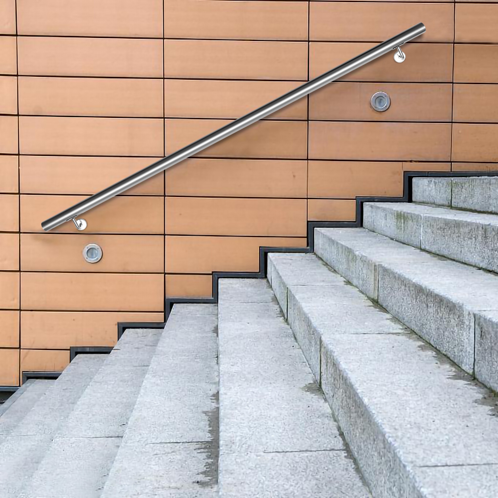 Jiubiaz Treppengeländer Handlauf 140 Cm Ø42 Mm Aus 304 Edelstahl, Wandgeländer Gebürstet, Stabiler Haltegriff Für Innen Außen Treppe Balkon