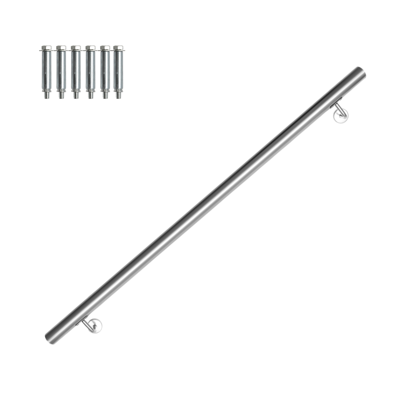 Jiubiaz Treppengeländer Handlauf 120 Cm Ø42 Mm Aus 304 Edelstahl, Wandgeländer Gebürstet, Stabiler Haltegriff Für Innen Außen Treppe Balkon