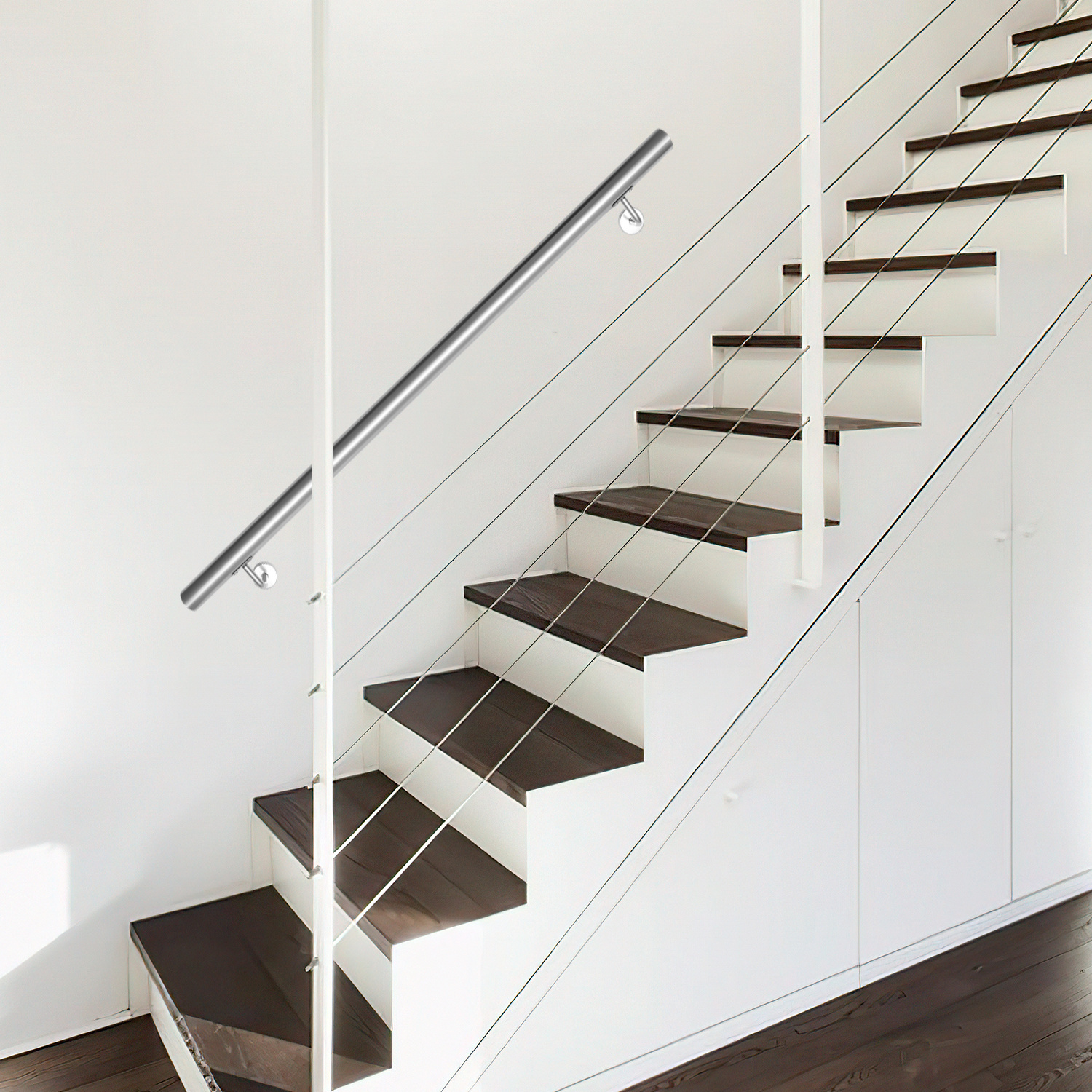 Jiubiaz Edelstahl Handlauf 100 Cm Ø42 Mm Aus 304 Edelstahl, Wandhandlauf Treppengeländer Gebürstet, Für Treppe Balkon Innen Außen