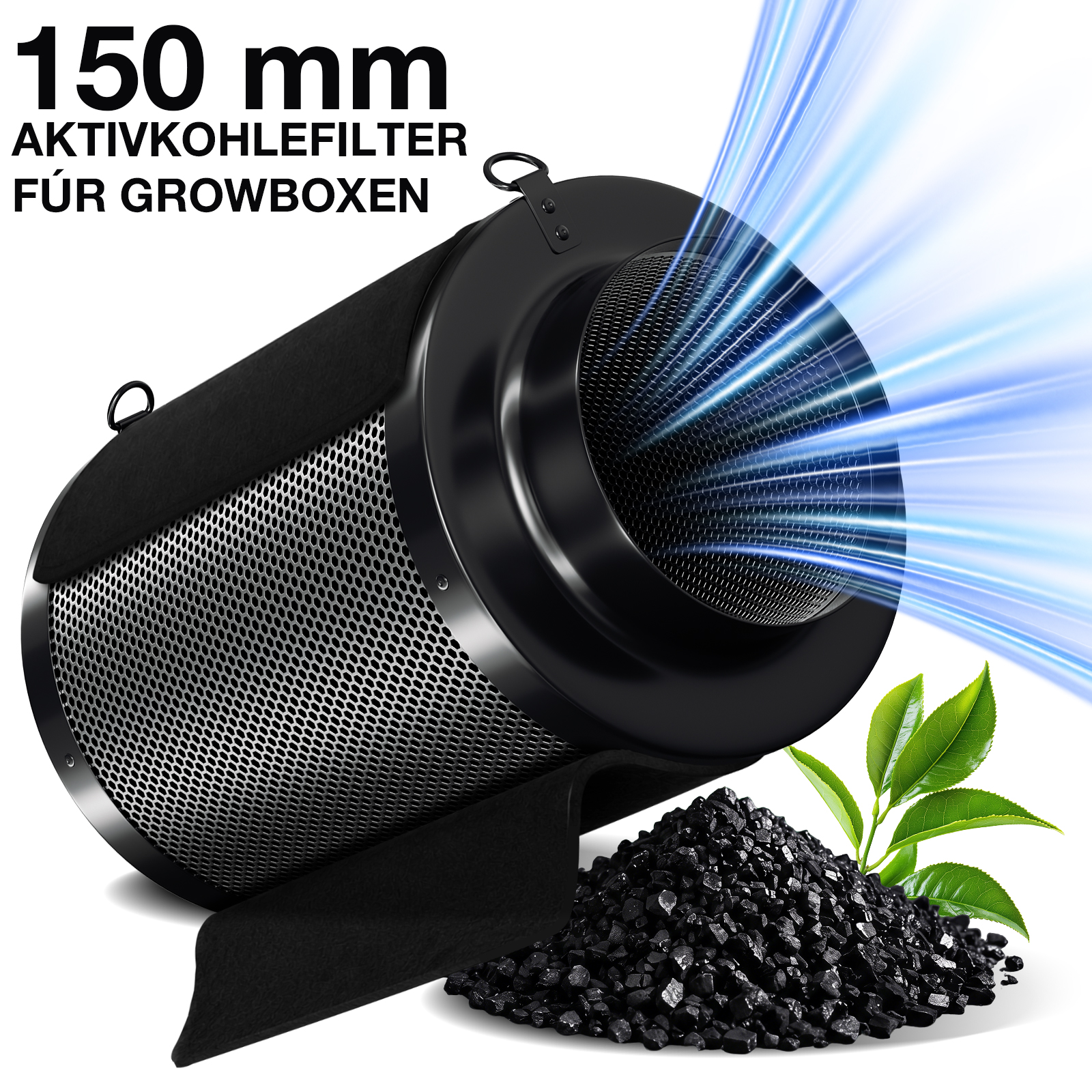 Jiubiaz Aktivkohlefilter Grow 150mm Kohlefilter 350mm Für Growbox Abluft
