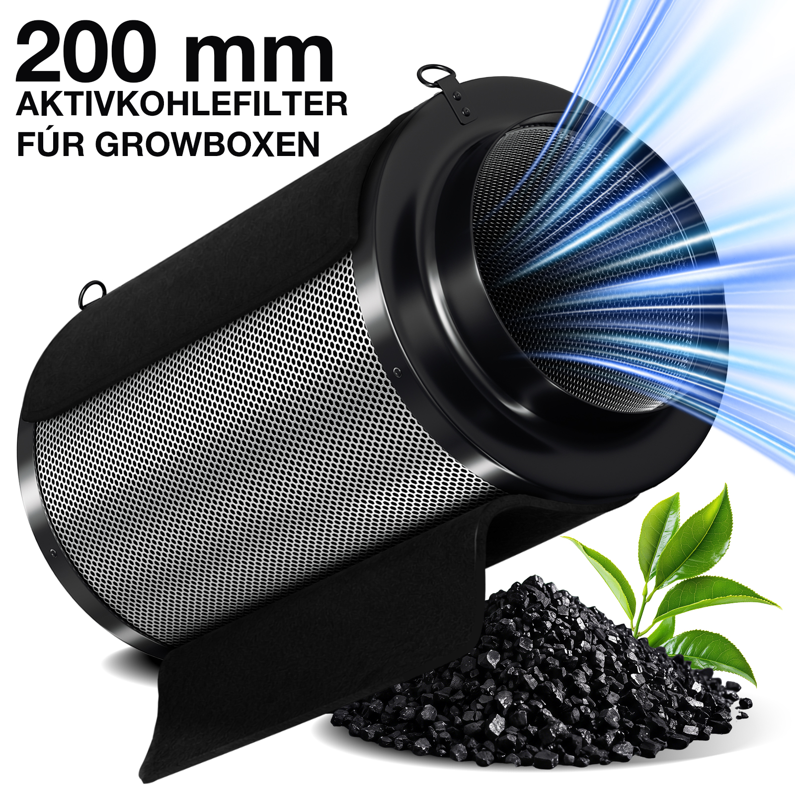 Jiubiaz Aktivkohlefilter Grow 200mm Kohlefilter 500mm Für Growbox Abluft