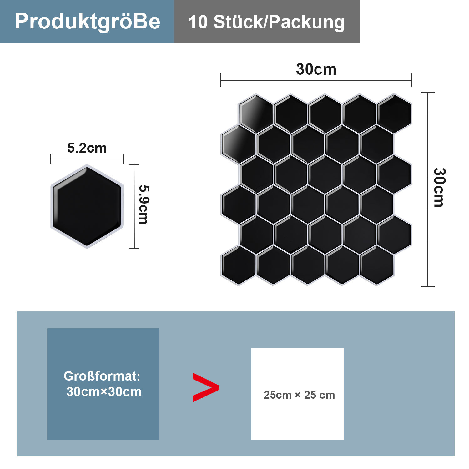 Jiubiaz Fliesenaufkleber 30x30cm Fliesen-folie 10 Pcs Deko Selbstklebende Klebefliesen Schwarz Für Küche Bad Wohnzimmer Zimmer