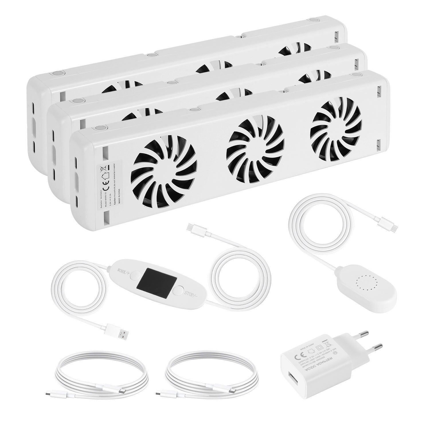 Jiubiaz Heizkörperverstärker 3er Set, Je 3 Lüfter, 30 Cm, Temperaturregler 0–60 °c, Magnetisch, Bis 150 Cm