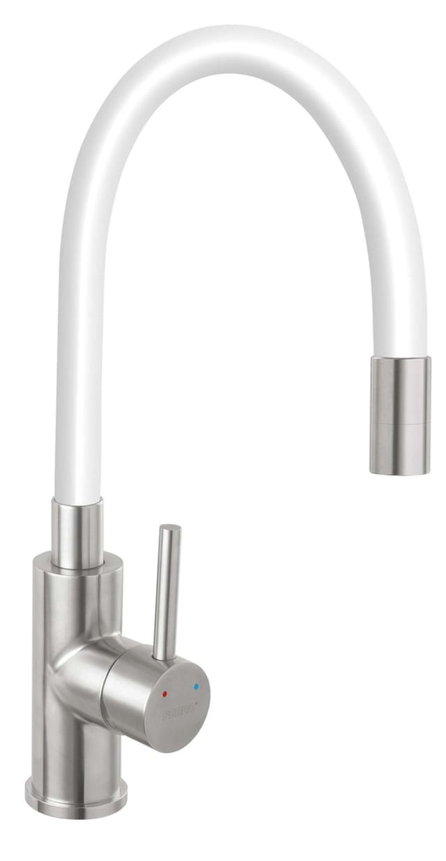 Novaservis - Ferro - Spültischarmatur mit flexiblem Arm, weiß/Edelstahl 70710,4B