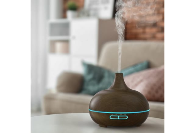 Luftbefeuchter, Aroma Diffuser in Holz Design mit led, Diffusor, Timer Funktion, 7-Farben Wechsel, 300ml, Dunkelbraun - Arendo