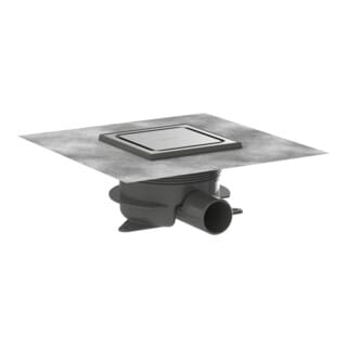 hansgrohe RainDrain Spot Plus Komplettset Punktablauf 150x150mm mit höhenverstellbarem Rahmen, Edelstahl gebürstet