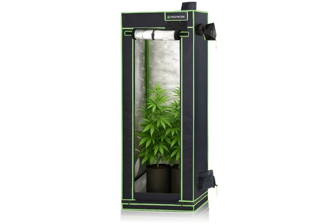 Highwerk - Growzelt 60 x 60 x 180 cm, Indoor Grow tent, schwarz grün, Homegrow, Growschrank, Pflanzenzelt