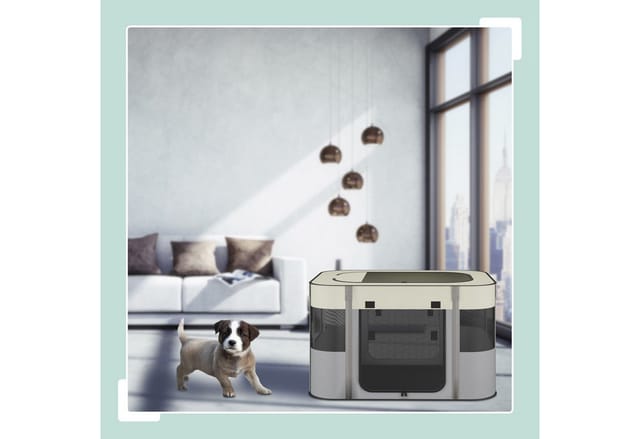 Relaxdays - Welpenauslauf faltbar, hbt: 43x71x55 cm, indoor & outdoor, tragbarer Hundelaufstall, Oxford-Stoff, mehrfarbig