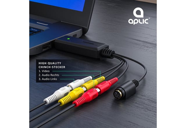 Usb Audio Video Grabber - vhs - Videoadapter zur Bearbeitung, usb zu S-Video, Composite, Cinch - Aplic