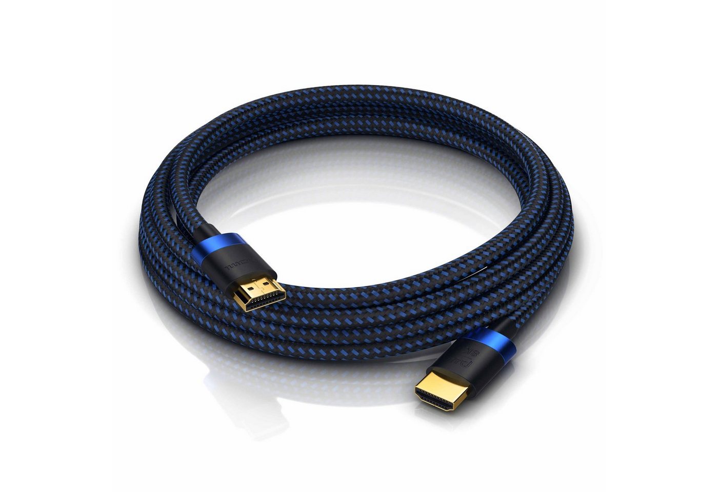 0,25m High Speed 8K hdmi Kabel 2.1 Ethernet arc 3D 4K Ultra hd 7680x4320 @ 120 Hz PS4 360 tv oled pc Laptop Beamer Monitor - Schwarz/Blau - Primewire Bild 3