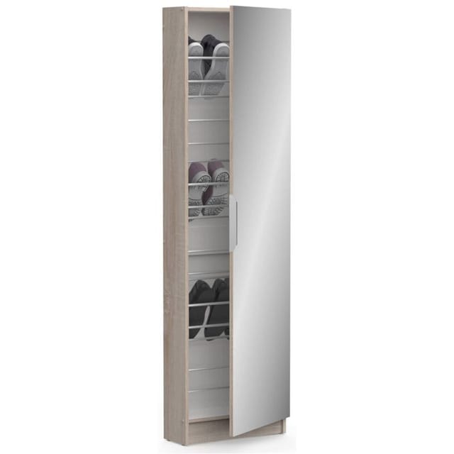 Schuhschrank Drome, Schuhregal, Mehrzweck-Eingangsgarderobe, Möbel für Schuhe, 50x20 h181 cm, Eiche - Dmora