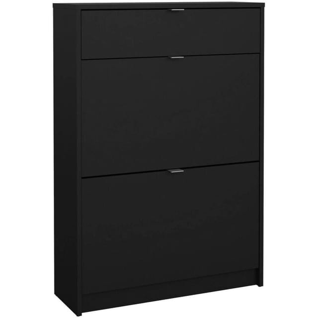 Schuhschrank Theophile, Schuhregal, Mehrzweck-Eingangsgarderobe, Möbel für Schuhe, 70x24 h101 cm, Schwarz - Dmora
