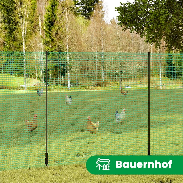 Geflügelnetz Gartenzaun Hundezaun Steckzaun Campingzaun mit 9 Pfählen Windenseilen Erdnägeln Kabelbindern, 15x0,9 m, Grün - Woltu