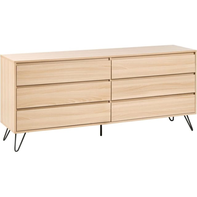 Kommode hellbraun Spanplatte 6 Schubladen 160 x 40 cm minimalistisches Design Schlafzimmer