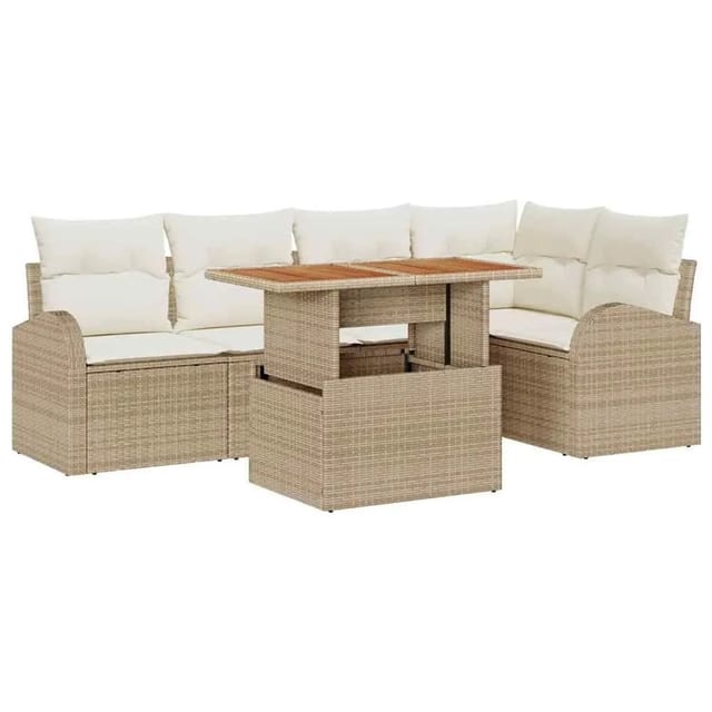 Garten-Sofa-Set 6 pcs Beige und Creme 100 x 55 x 73 cm Vidaxl