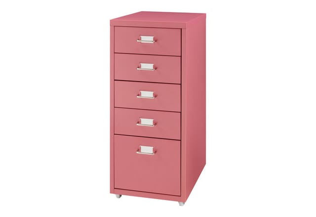 Rollcontainer Kökar mit 5 Schubladen 69x28x41 cm Wassermelonenrot [en.casa]