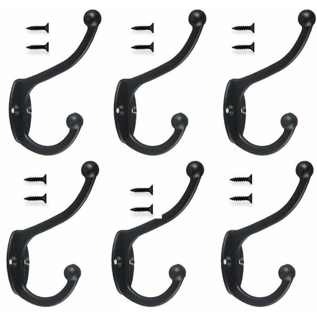 [neuwertig] Inhhub 6 Stück Retro-haken, Kleiderhaken, Wandmontage, Vintage-metall-türhaken Für Badezimmer, Küche, Schlafzimmer, Eingangsbereich – Schwarz – Schwarz