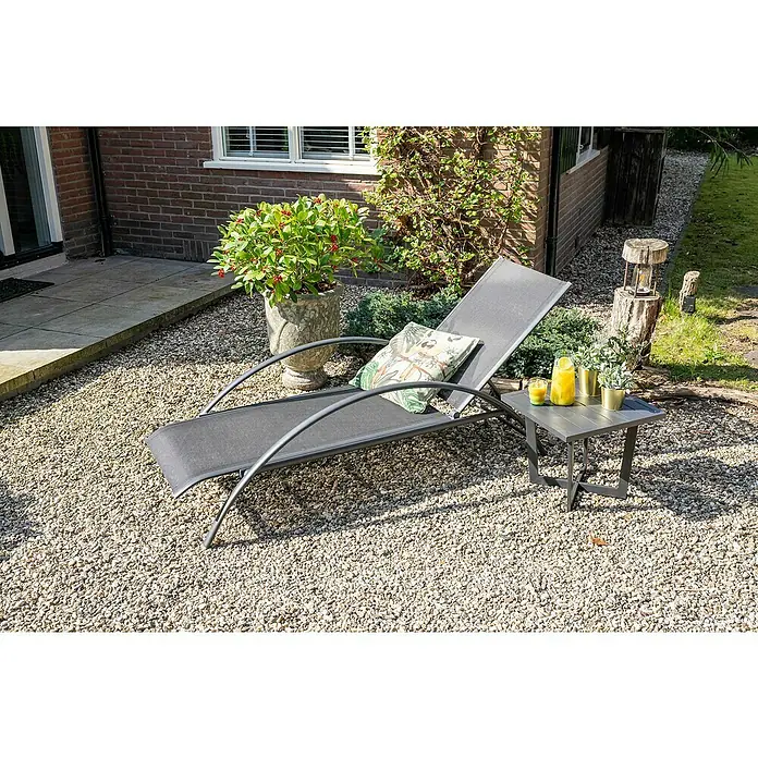 Garden Impressions Gartenliege (B x T x H: 70 x 203 x 28 cm, Aluminium, Schwarz/Anthrazit)