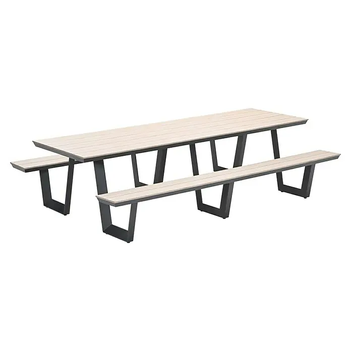 Garden Impressions Picknicktisch Bell (L x B x H: 280 x 178 x 75 cm, Aluminium, Vironwood, Schwarz/Hellbraun)