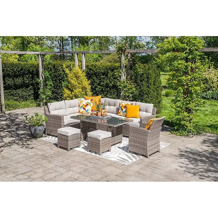 Garden Impressions Loungemöbel-Set Blue Bird (4 -tlg., Aluminium, Polyester, Glas, Links, Beige)