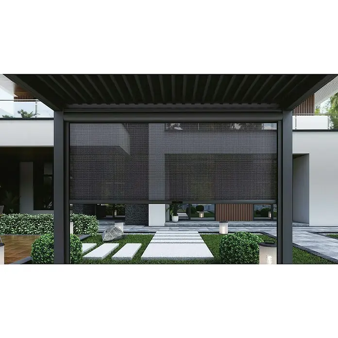 DWS Outdoor Pavillon-Seitenwand Blind Screen (L x B x H: 370 x 370 x 13 cm, Farbe Gestell: Anthrazit, Aluminium, Schieber)