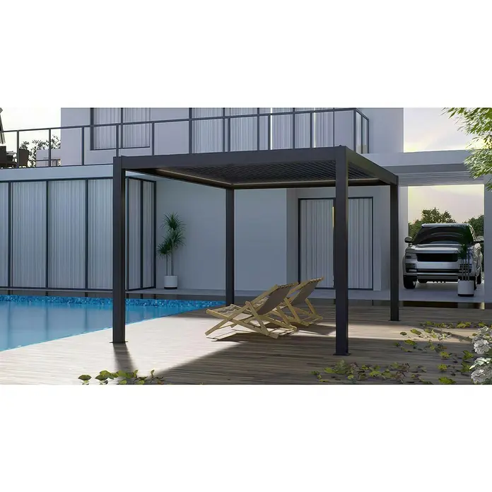 DWS Outdoor Pergola Premium Comfort (L x B x H: 394,4 x 290,4 x 250 cm, Farbe Gestell: Anthrazit, Aluminium, Motor)