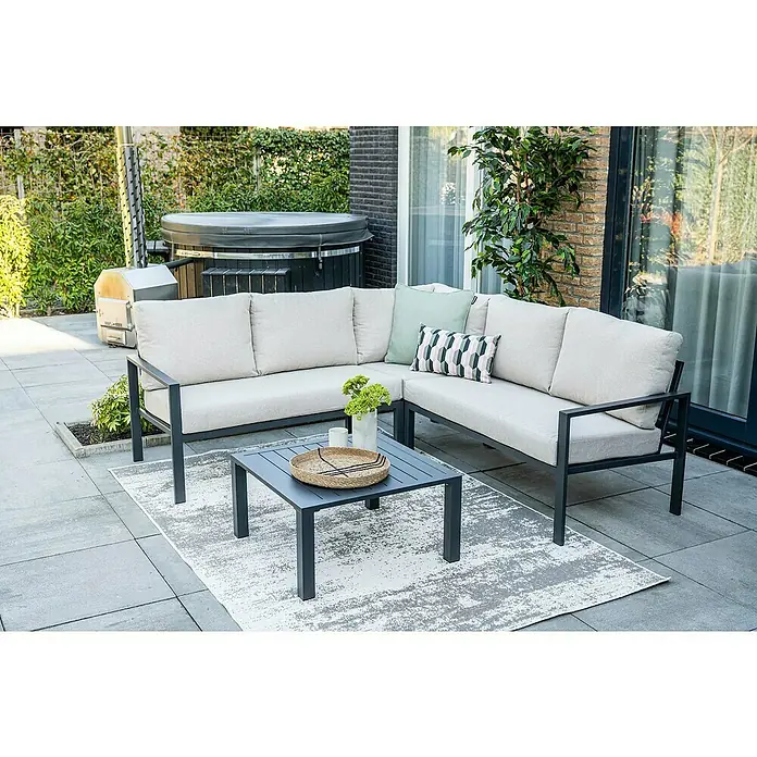 Garden Impressions Loungemöbel-Set (4 -tlg., Aluminium, Ecklounge, Grau/Schwarz)