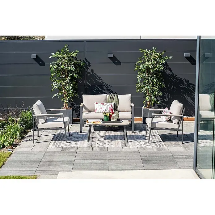 Garden Impressions Loungemöbel-Set Ricca (4 -tlg., Aluminium, Grau/Schwarz)